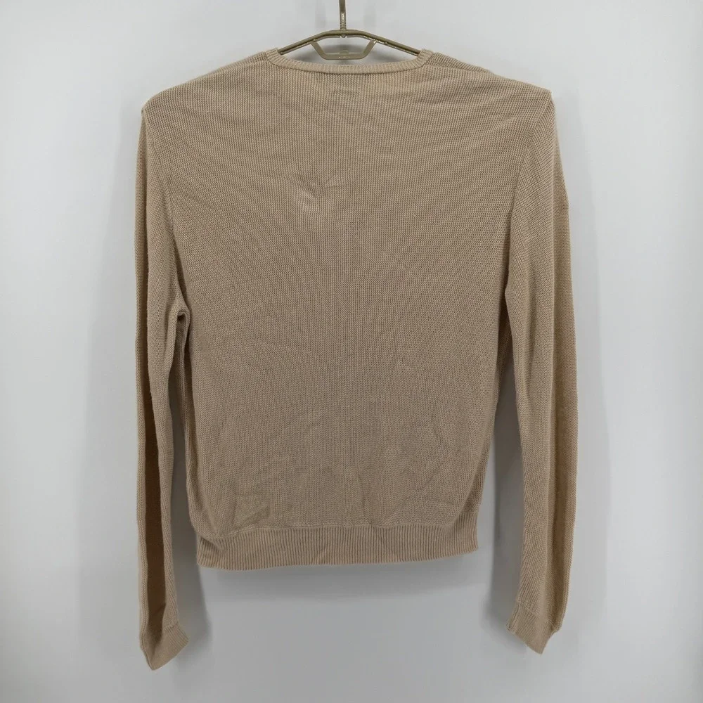 VTG Polo Ralph Lauren Mens XXL Beige 100% Silk V-Neck Sweater Italian Yarn Tan